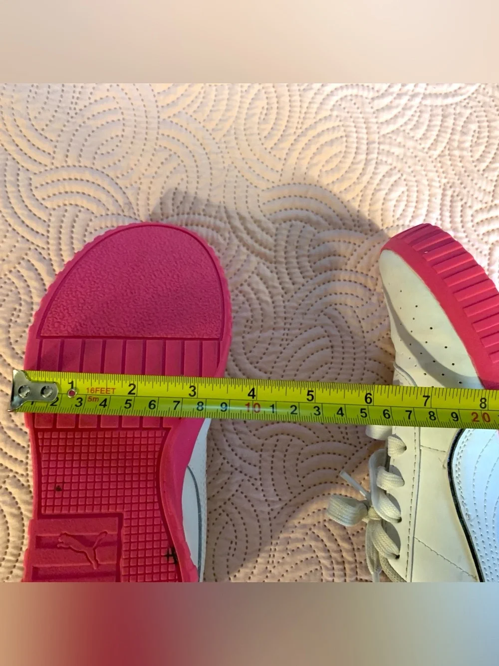 Puma White Sneakers with Hot Pink Platform Sole - Kids Size 3